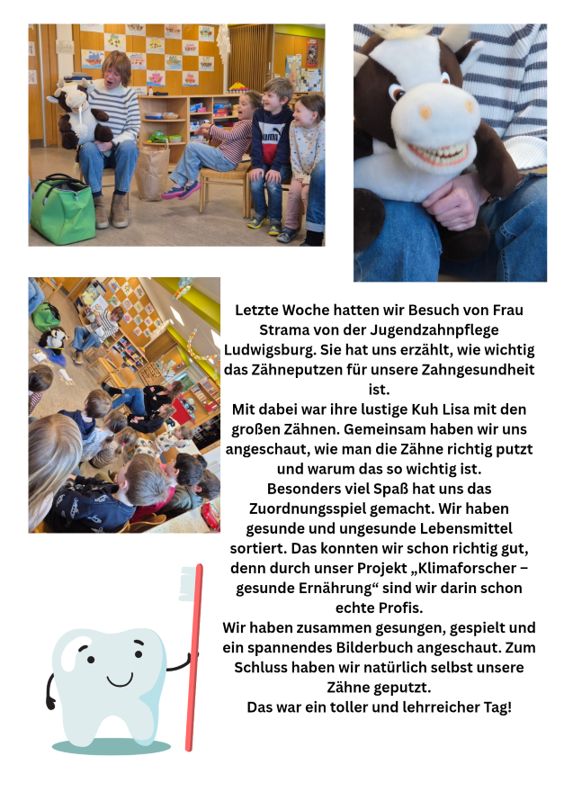 Zähne putzen mit Kuh Lisa